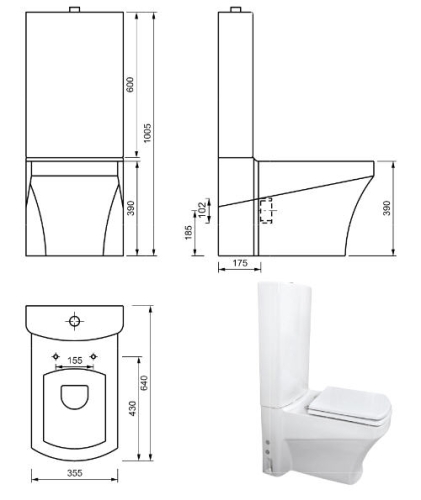 Creavit SORTI - WC + BIDÉ 2in1 - SR3141 kombi WC+BIDÉ - UNI kifolyású