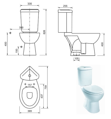 Creavit SEDEF - WC + BIDÉ 2in1 - SD3044 sarok kialakítású WC+BIDÉ alsó kifolyású