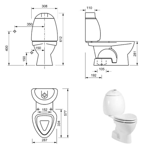 Creavit CHILD - WC + BIDÉ 2in1 - CK3040 kombi WC+BIDÉ- alsó kifolyású