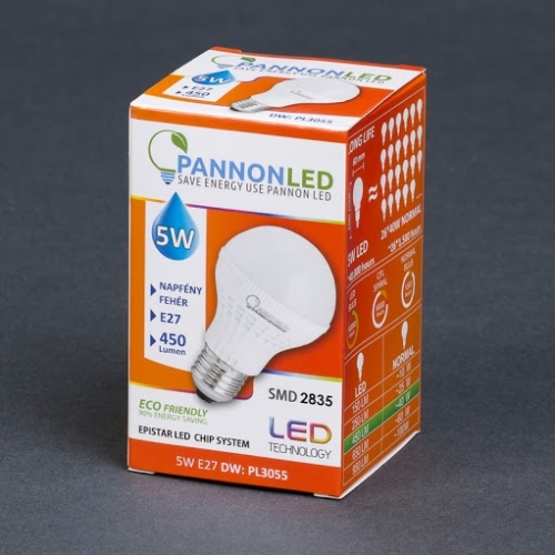 Pannonled E27 Gömb 5Watt ( Classic - 270°) DW 450 Lm (napfényfehér) (3055)