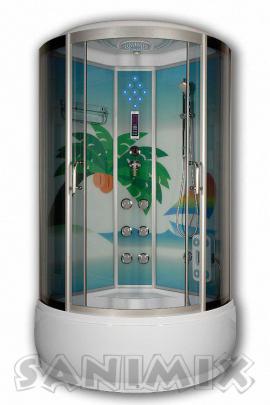 Sanimix Negyedköríves hidromasszázs kabin elektronikával mélytálcával 22.8039-2