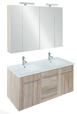 Tboss Miláno 120 fürdőszobabútor komplett szett   (sonoma, #sima tükörrel)