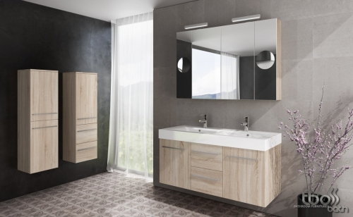 Tboss Nadja 120 fürdőszobabútor komplett szett  (dió, #sima tükörrel)