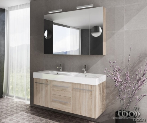 Tboss Nadja 120 fürdőszobabútor komplett szett  (dió, #sima tükörrel)