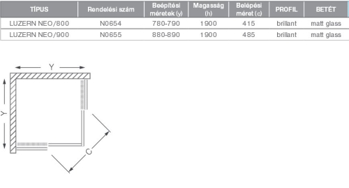 Sani Pro Orlando Neo 90x90 négyszögletes zuhanykabin (brillant, matt, N0655)