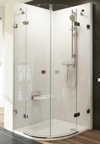 Ravak Brilliant BSKK4 80x80 cm-es négyrészes, negyedköríves zuhanykabin (B Set -zsanér nélkül) (78,3-79,5x78,3-79,5 cm, Átlátszó, #3U244A00Y1)