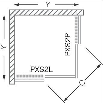 Roltechnik Proxima Line PXS2L 90 cm-es négyszögletes zuhanykabin (egyik fele-baloldali rész) kétrészes tolóajtóval  (88,5-91x185 cm, brillant, transparent, 537-9000000-00-02)