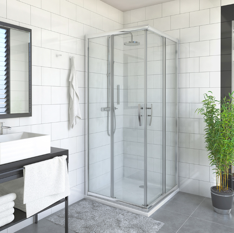 Roltechnik Proxima Line PXS2L 100 cm-es négyszögletes zuhanykabin (egyik fele-baloldali rész) kétrészes tolóajtóval (98,5-101x185 cm, brillant, transparent, 537-1000000-00-02)