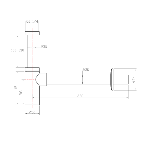 Aqualine design mosdó szifon (CV1003)