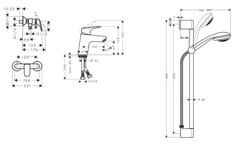 Hansgrohe Logis csaptelep szett SZP-HG14 (71077000, 71600000, 27763000)