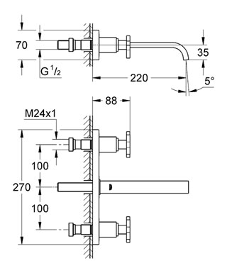 Grohe Allure 3-lyukas mosdócsaptelep 20192000  (20192000)