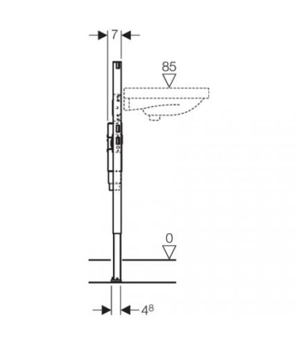 Geberit alacsony (82/98 cm) Duofix mosdó szerelőelem álló csapteleppel szerelt fali mosdó részére, falsík alatti szifonnal 111.489.00.1