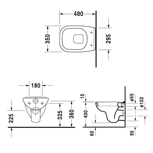 Duravit D-Code compact mélyöblítésű fali WC, 48 cm 221109 (22110900002)