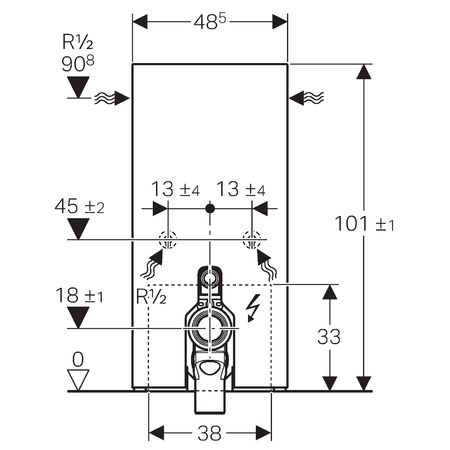 Geberit Monolith Plus szerelőmodul talpon álló WC-hez, P-könyökkel fehér üveggel, 101 cm magas 131.202.SI.1