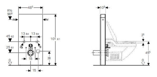 Geberit Monolith Plus szerelőmodul AquaClean 8000/8000 plushoz fekete üveg 101 cm 131.224.SJ.1