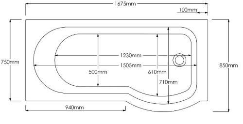 Aqualine SKALICE aszimmetrikus kád, 168x85/75 cm, jobbos (SK168P)