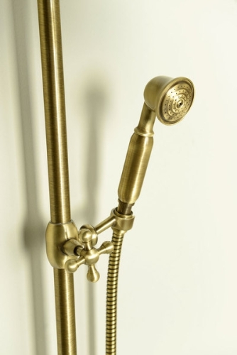 Sapho VANITY Zuhanyoszlop, csaptelepre szerelhető, fej- és kézizuhannyal, bronz (SET066)