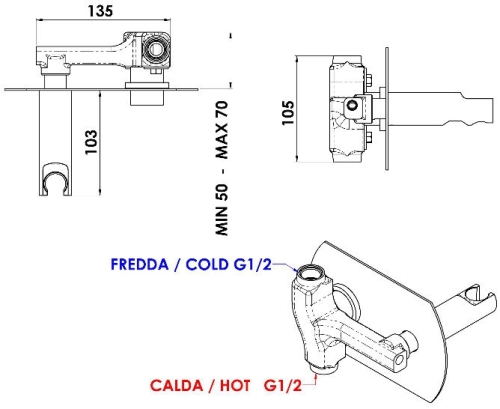 Sapho RHAPSODY falsík alatti csaptelep bidet zuhannyal, kerek, króm (1209-07)