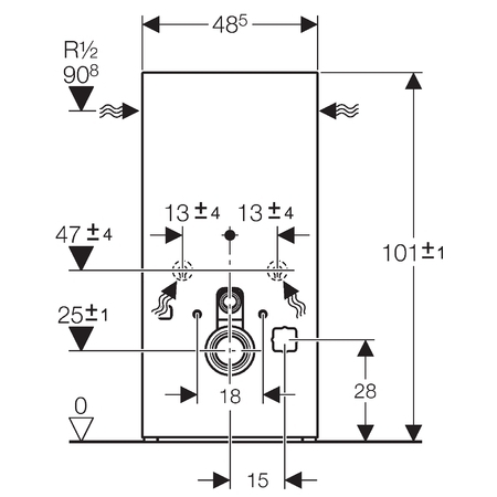 Geberit Monolith szerelőmodul AquaClean 8000/8000 plushoz fekete üveggel, 101 cm magas 131.024.SJ.1