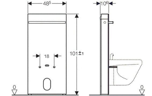 Geberit Monolith szerelőmodul bidéhez fekete üveg / alumínium, 101 cm magas 131.030.SJ.1