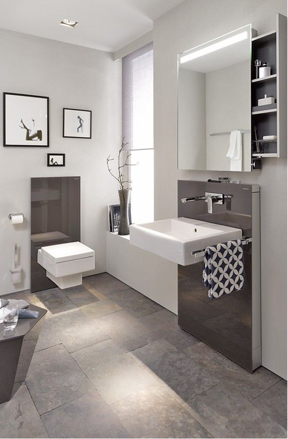 Geberit Monolith Plus szerelőmodul fali WC-hez, barna üveg 114 cm magas 131.231.SQ.1