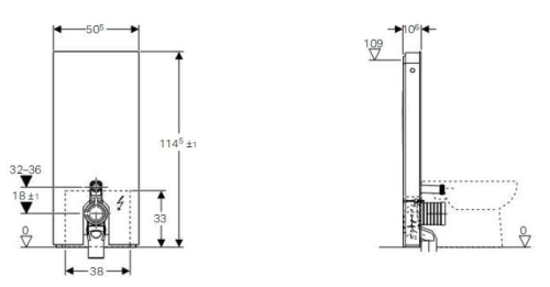 Geberit Monolith Plus szerelőmodul talpon álló WC-hez, P-könyökkel, barna üveg, 114 cm magas 131.233.SQ.1
