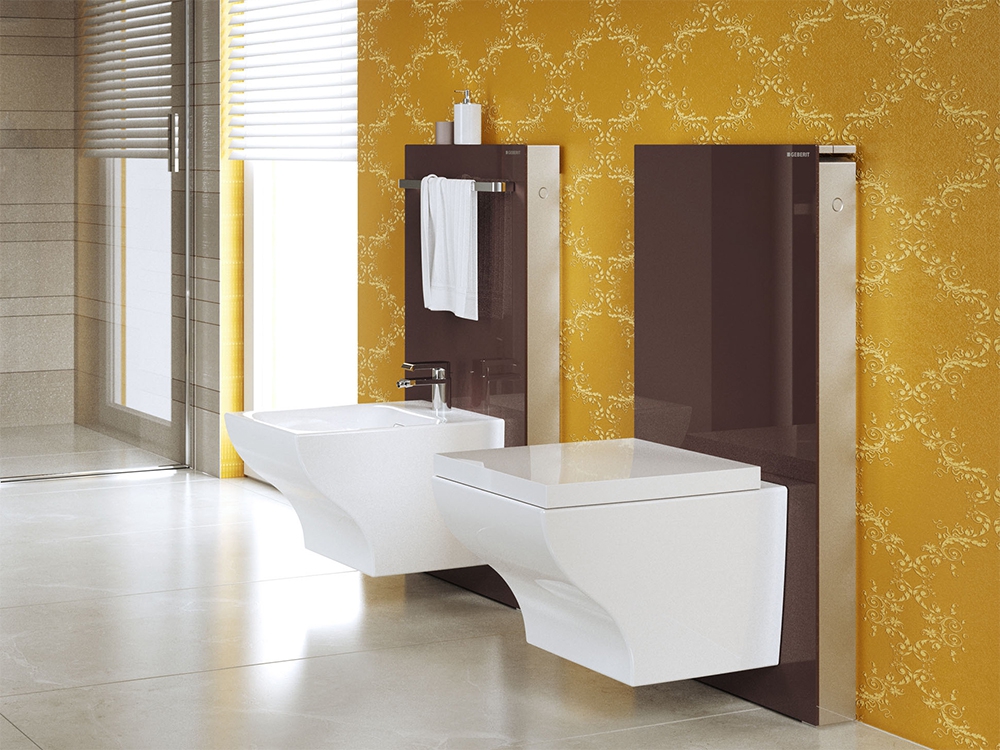 Geberit Monolith szerelőmodul fali WC-hez, barna üveg / alumínium 114 cm magas 131.031.SQ.1