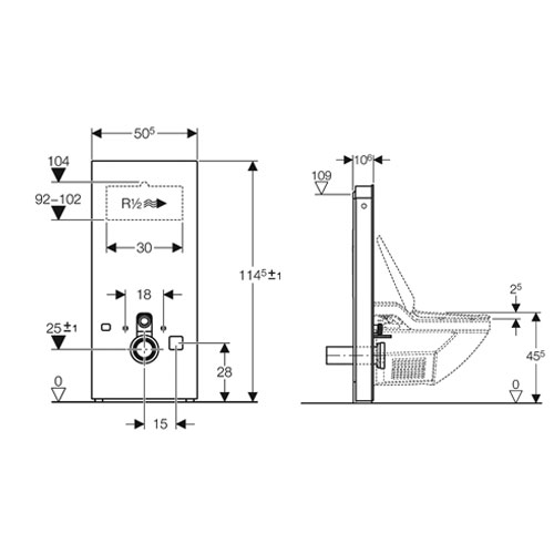 Geberit Monolith szerelőmodul AquaClean 8000/8000 plushoz, fekete üveg / alumínium 114 cm magas 131.032.SJ.1