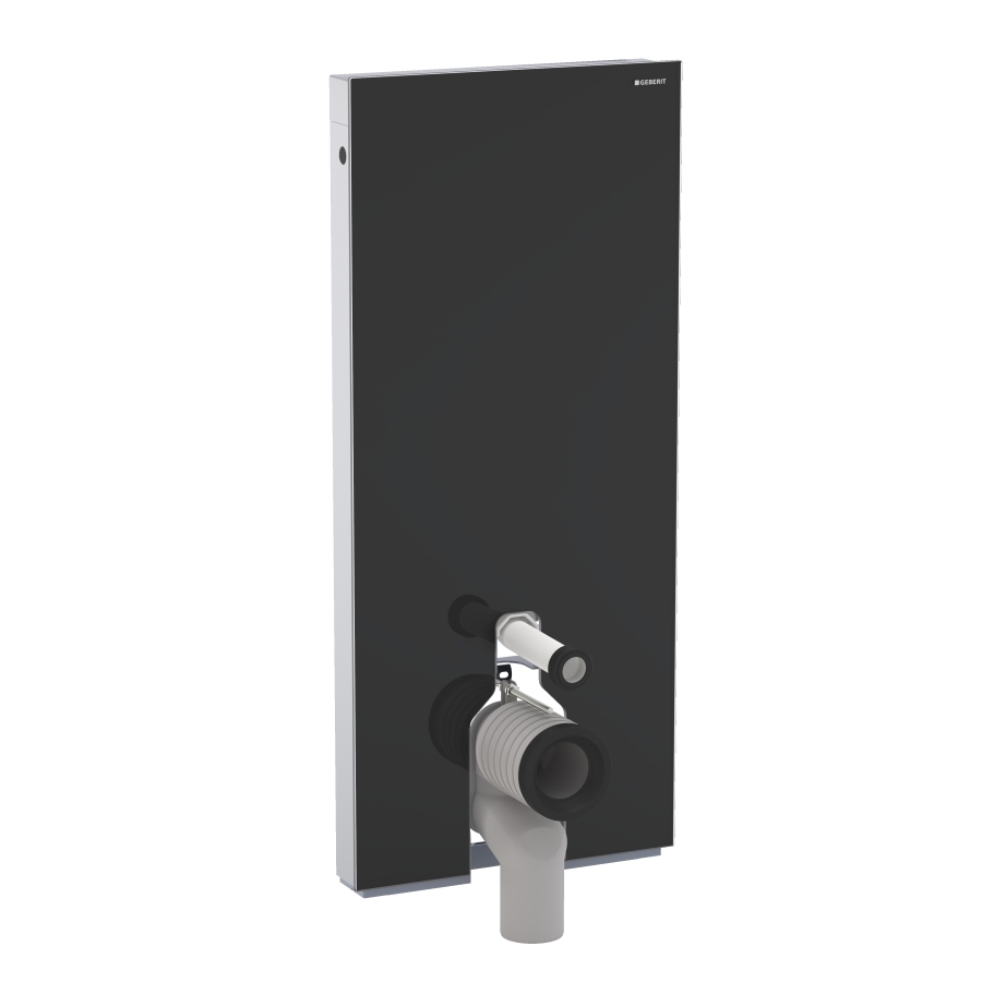 Geberit Monolith szerelőmodul talpon álló WC-hez, P-könyökkel, fekete üveg / alumínium 114 cm magas 131.033.SJ.1