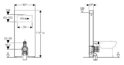 Geberit Monolith szerelőmodul talpon álló WC-hez, P-könyökkel, barna üveg / alumínium 114 cm magas 131.033.SQ.1