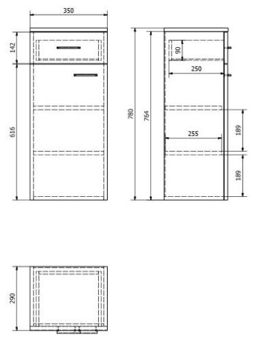 Aqualine Zoja szekrény fiókkal, 35x78x29 cm, fehér, balos (51250)