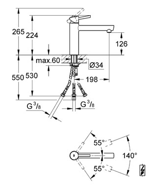 Grohe Concetto egykaros mosogató csaptelep nyitott rendszerű vízmelegítőhöz 31213 001 (31213001)