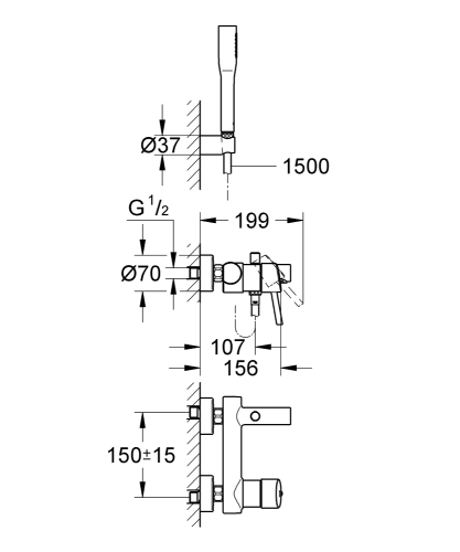 Grohe Concetto egykaros kádcsaptelep zuhanyszettel 32212 001 (32212001)