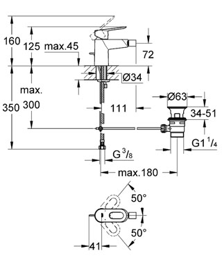 Grohe BauLoop egykaros bidé csaptelep 23338 000 (23338000)