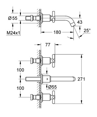 Grohe Atrio 3-lyukas fali mosdócsaptelep 20164 000 (20164000)