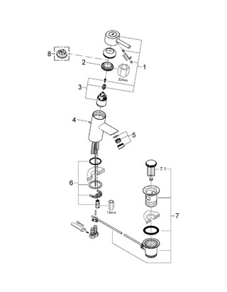 Grohe Concetto egykaros mosdócsaptelep EcoJoy® 32204 10E (3220410E)