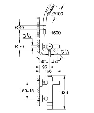 Grohe Essence egykaros kádcsaptelep zuhanyszettel 33628 000 (33628000)