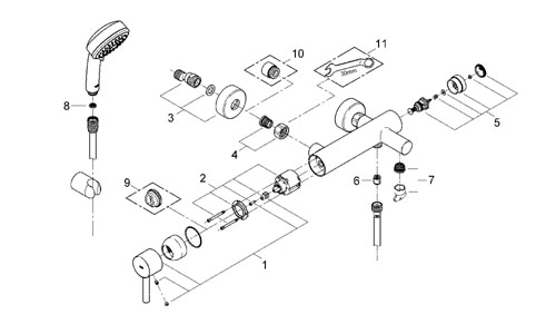 Grohe Essence egykaros kádcsaptelep zuhanyszettel 33628 000 (33628000)