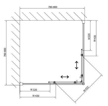 Polysan EASY LINE 90x90 cm-es szögletes zuhanykabin (EL5115)