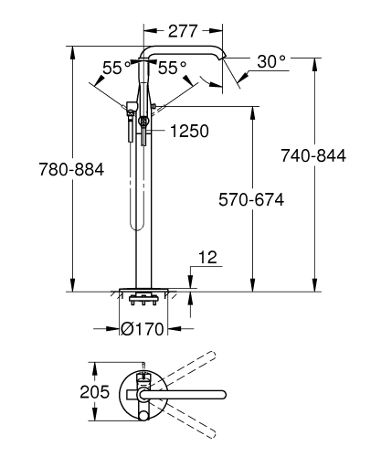 Grohe Essence New egykaros kádcsaptelep szabadonálló kádhoz, króm 23491 001 (23491001)