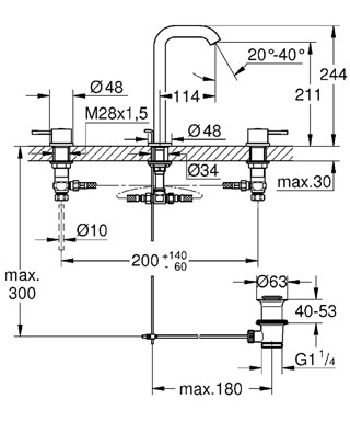 Grohe Essence New 3-lyukas mosdócsaptelep 20299 001 (20299001)