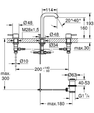 Grohe Essence New 3-lyukas mosdócsaptelep 20296 001 (20296001)