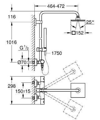 Grohe Euphoria System 150 zuhanyrendszer termosztatikus csapteleppel 27932 000 (27932000)