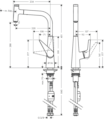 Hansgrohe Talis Select egykaros konyhai csaptelep 300 kihúzható kifolyóval, króm 72821 000 (72821000)