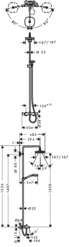 Hansgrohe Croma Select E 180 2jet showerpipe kádhoz fehér/króm 27352 400 (27352400)