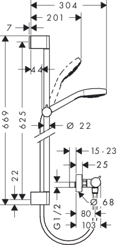 Hansgrohe Croma Select E Vario combiszett 0,65 m, fehér/króm 27081 400 (27081400)