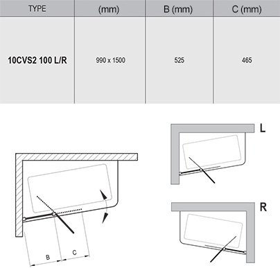 Ravak 10CVS2 100 cm balos kádparaván Transparent üveggel, fehér 7QLA0103Z1