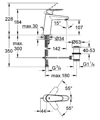 Grohe Eurodisc Cosmopolitan egykaros mosdó csaptelep 23448 002 (23448002)