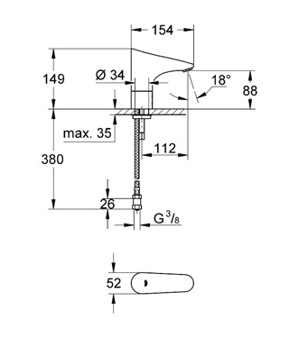 Grohe Europlus E infrás mosdócsaptelep elemes 36232 000 (36232000)