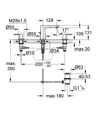 Grohe Europlus 3-lyukas mosdócsaptelep 20301 000 (20301000)